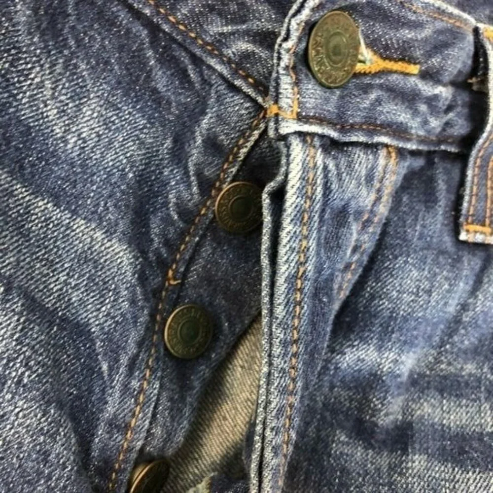 Levi‎ Strauss Destroyed Button Fly Straight Jeans Size 30